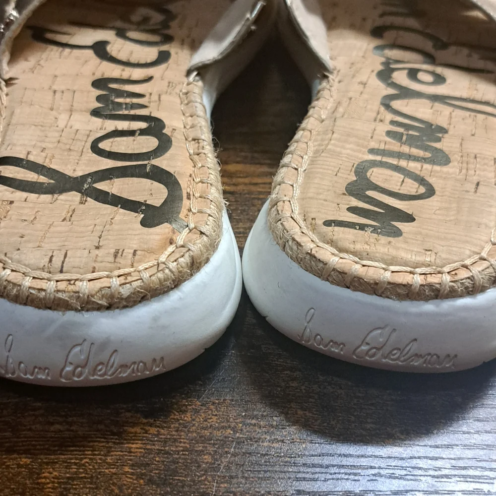Sam Edelman Gold Leather Espadrille Slide Sandals Jen Size 9.5